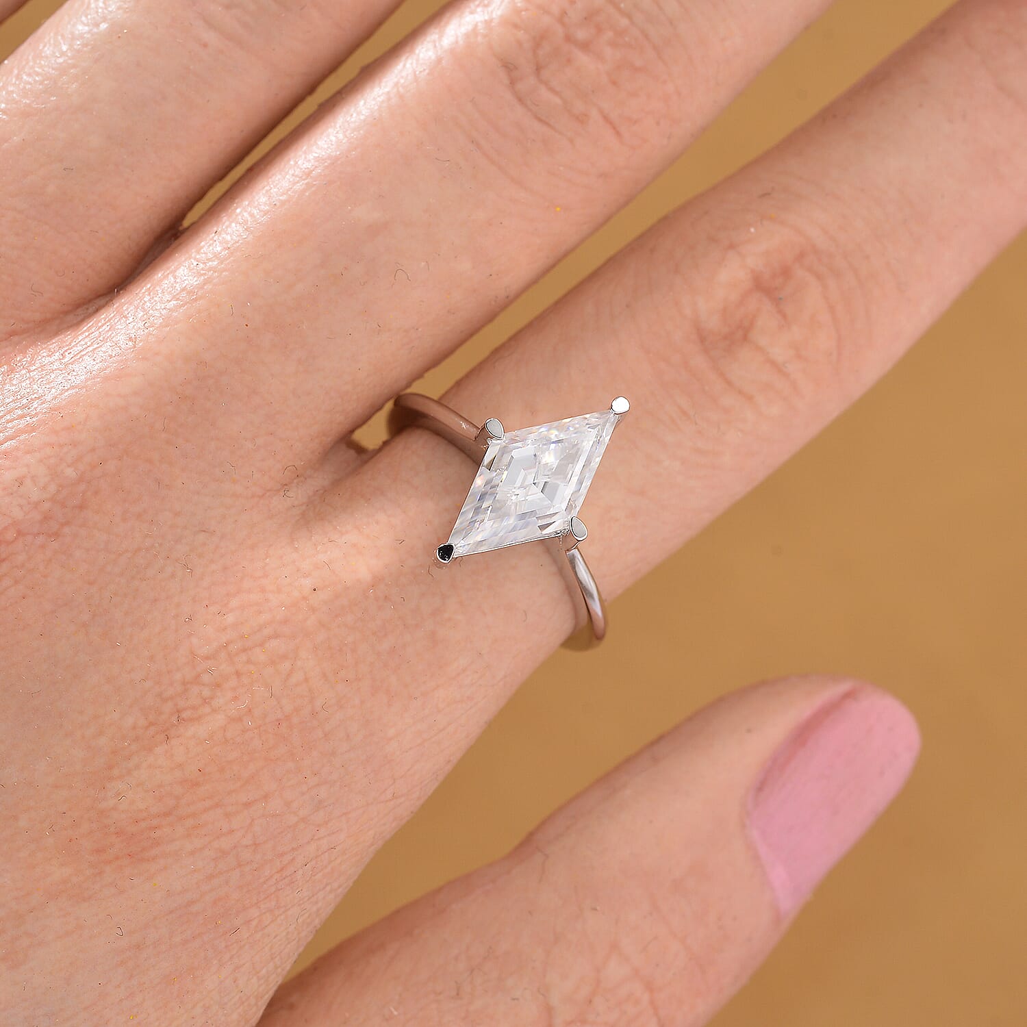 Moissanite Ring in Rhodium Overlay Sterling Silver 2.40 Ct.