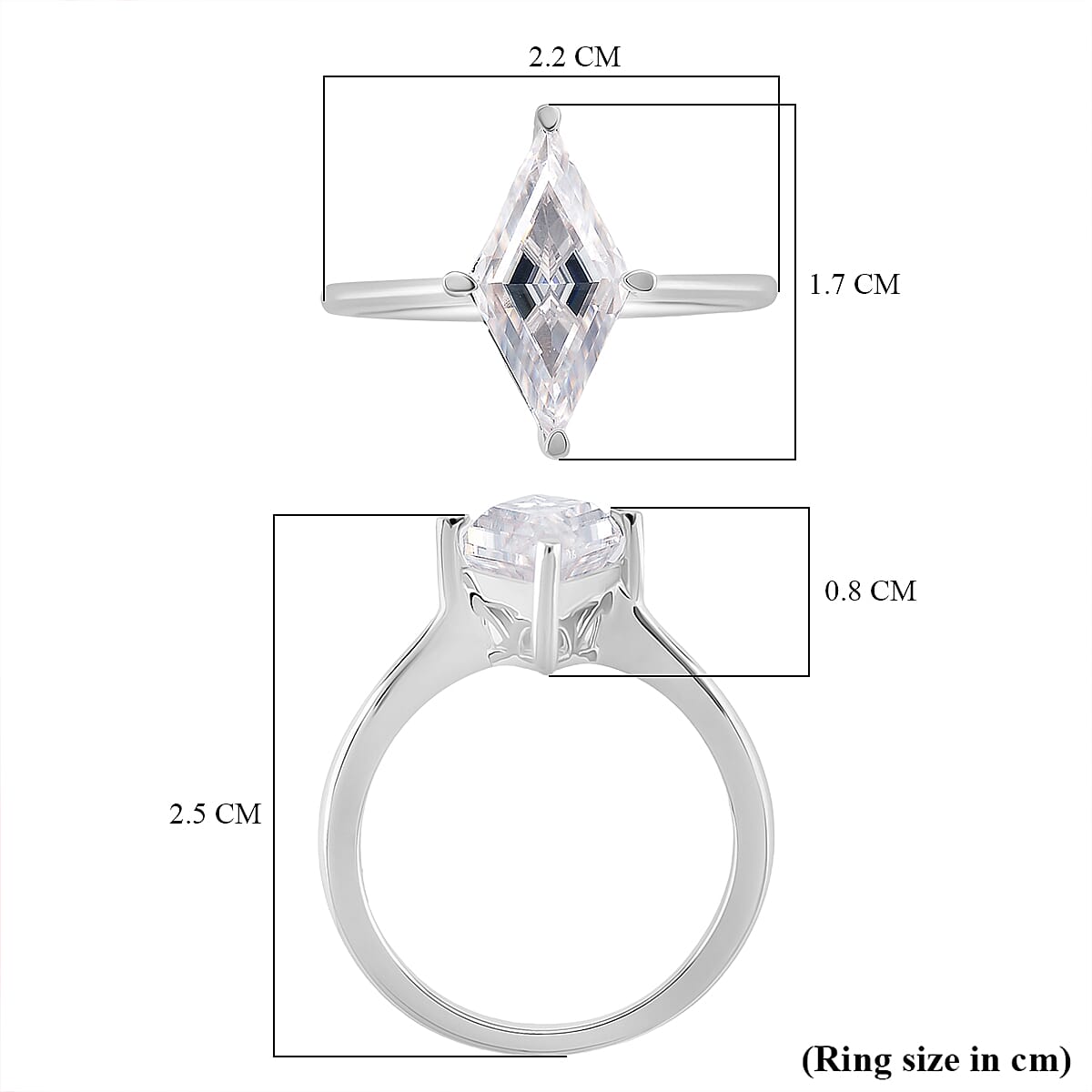 Moissanite Ring in Rhodium Overlay Sterling Silver 2.40 Ct.