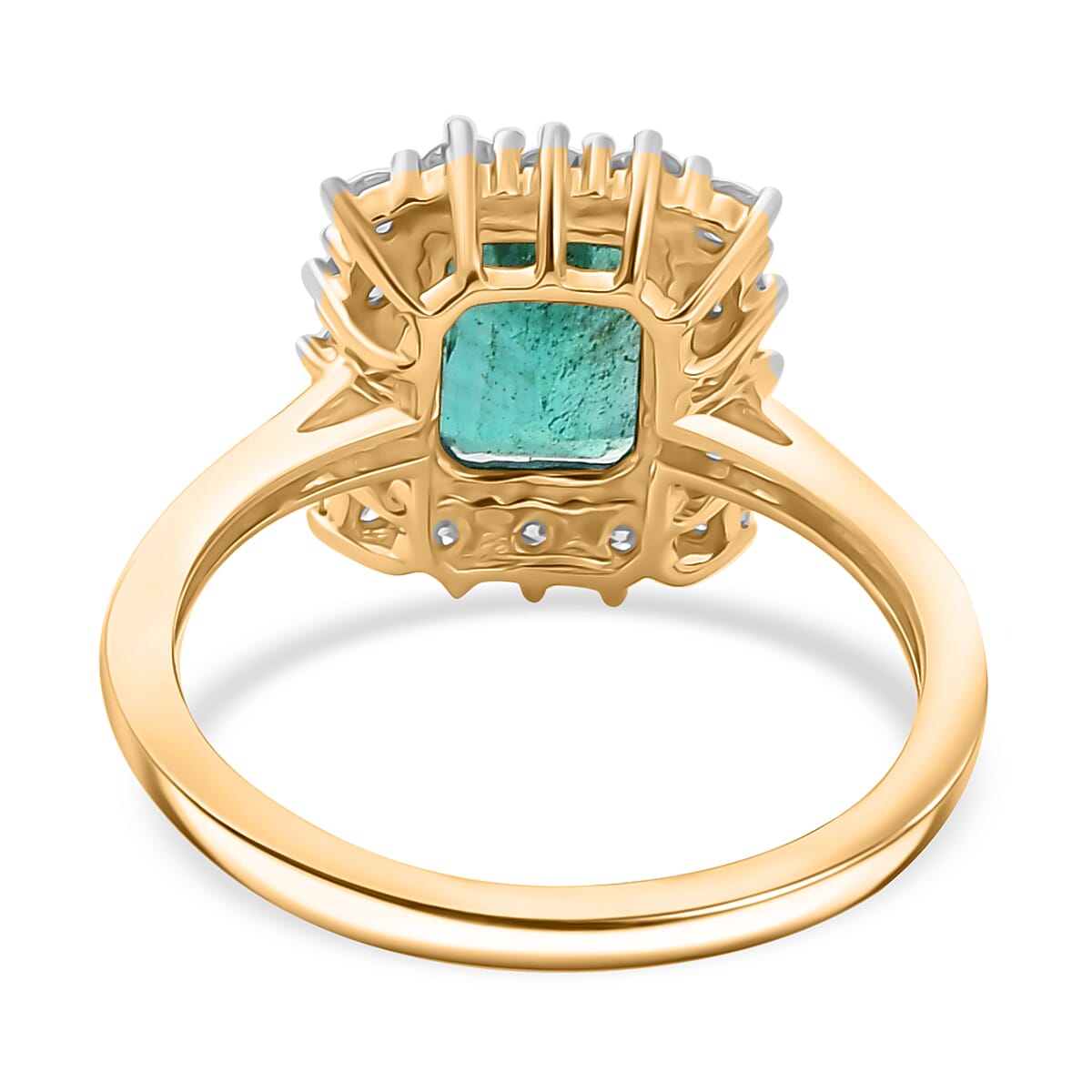 9K Yellow Gold AAAA Gemfields Emerald & Lab Grown Diamond (SI-G-H) Ring 2.12 Ct. 9K Yellow Gold AAAA Gemfields Emerald & Lab Grown Diamond (SI-G-H) Ring 2.12 Ct.