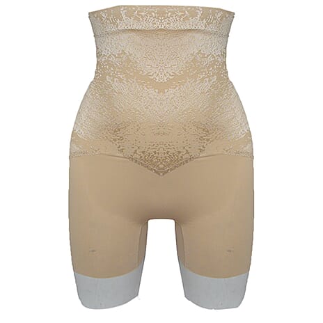 Laser Cut Leg Boxer with Pare Lace Covered (Size S) - Nude