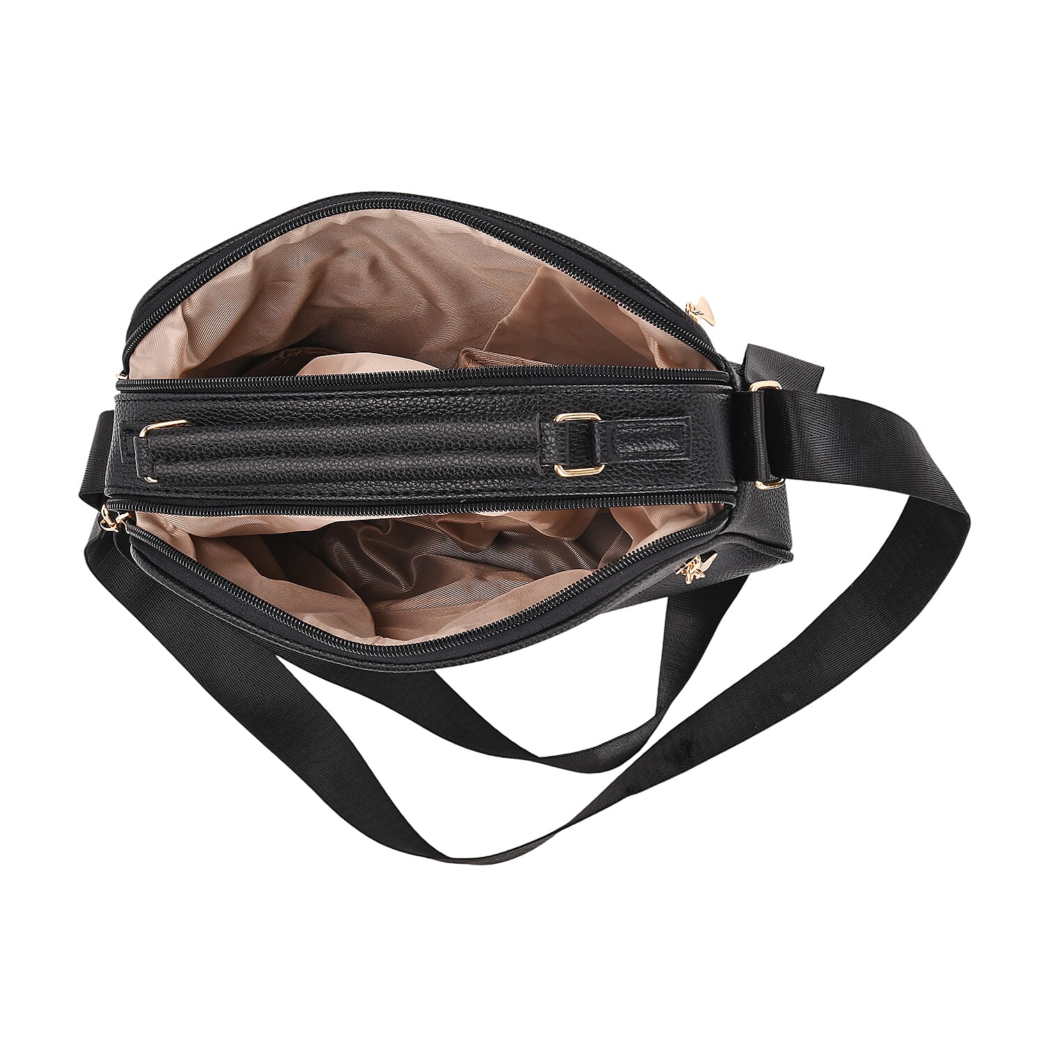 Boxy Shape Crossbody Bag with Top Handle - Black