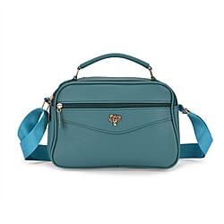 Boxy Shape Crossbody Bag with Top Handle - Teal