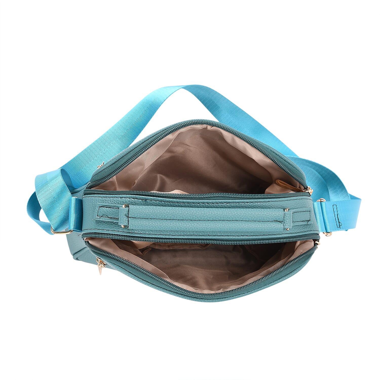 Boxy Shape Crossbody Bag with Top Handle - Teal