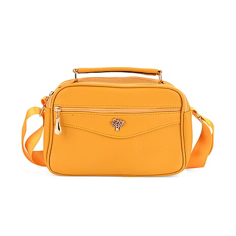 Boxy Shape Crossbody Bag with Top Handle - Yellow