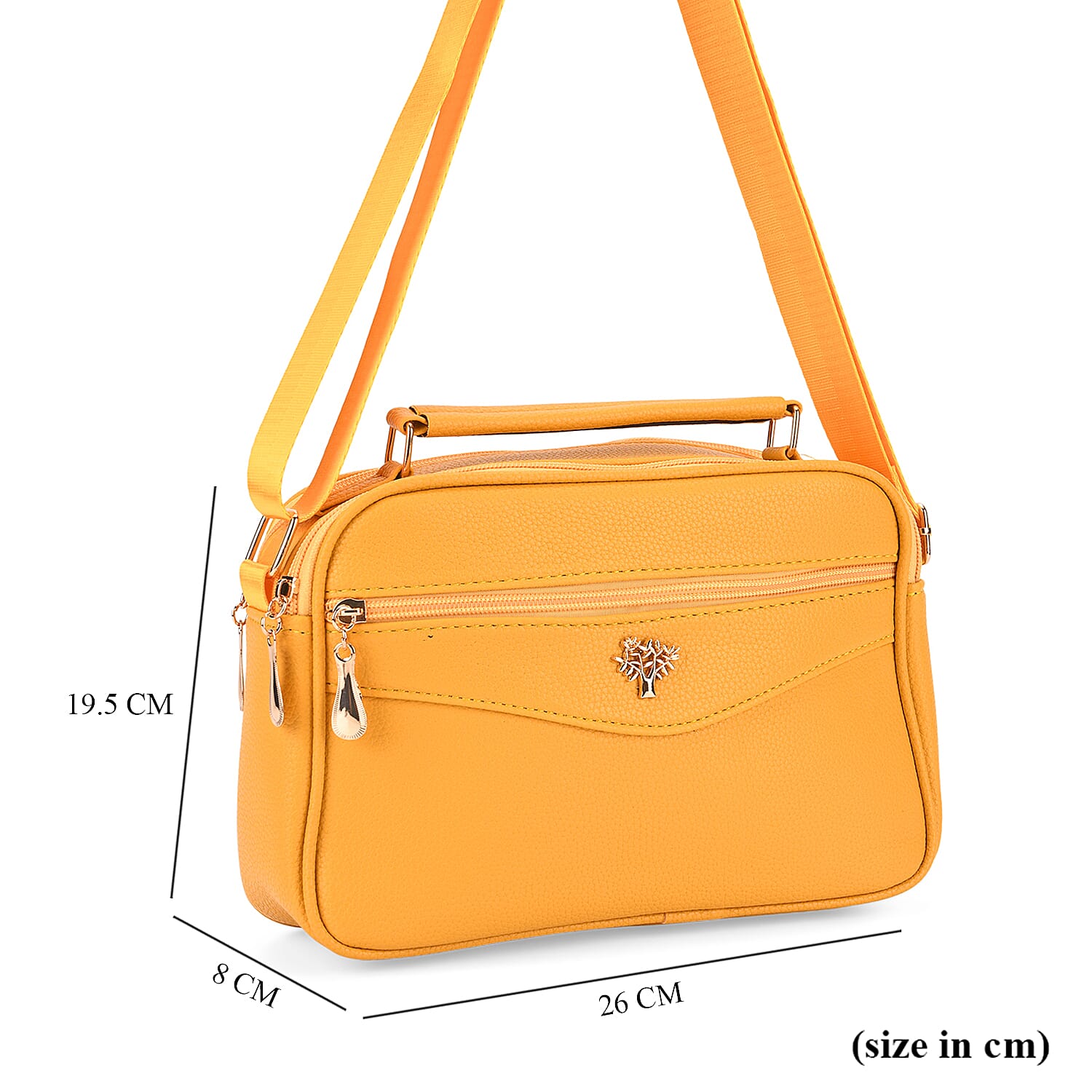 Boxy Shape Crossbody Bag with Top Handle - Yellow