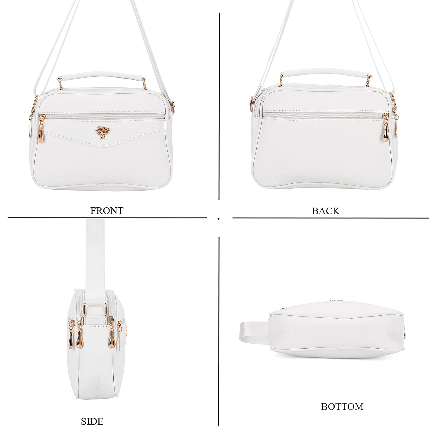 Boxy Shape Crossbody Bag with Top Handle - White