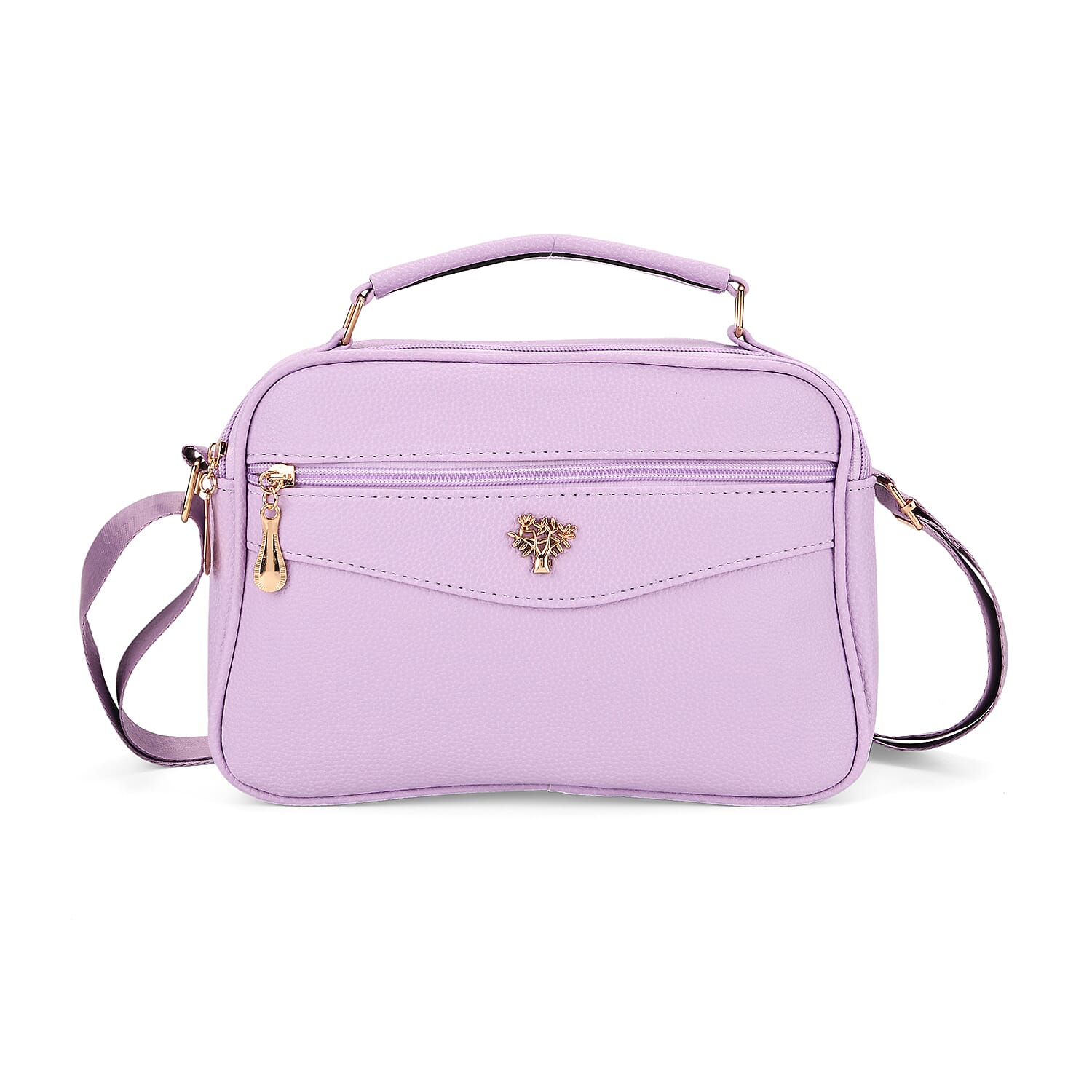 Boxy Shape Crossbody Bag with Top Handle - Purple