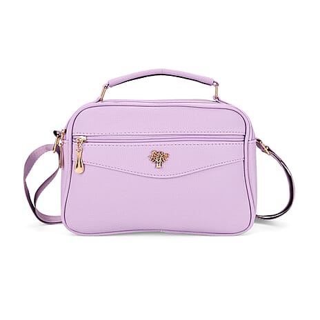 Boxy Shape Crossbody Bag with Top Handle - Purple