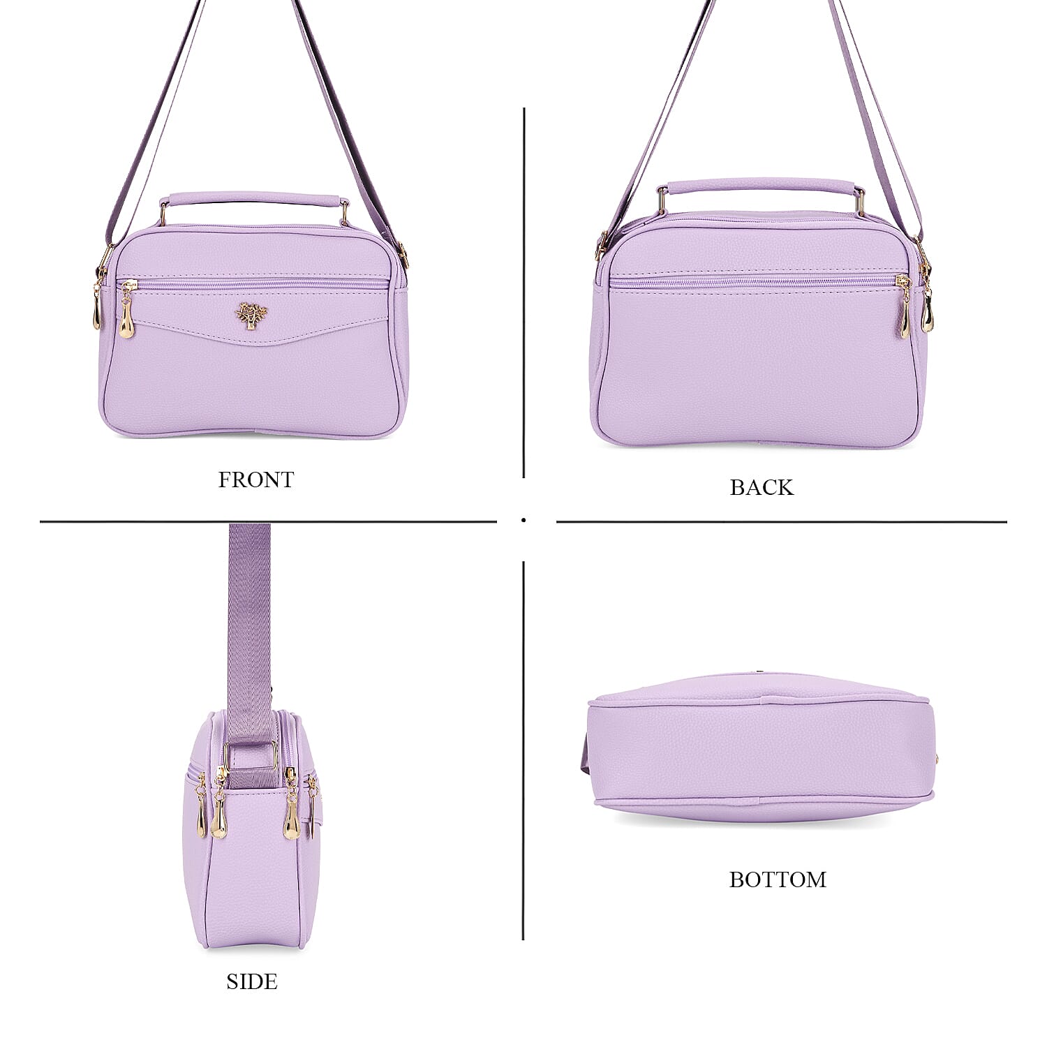 Boxy Shape Crossbody Bag with Top Handle - Purple