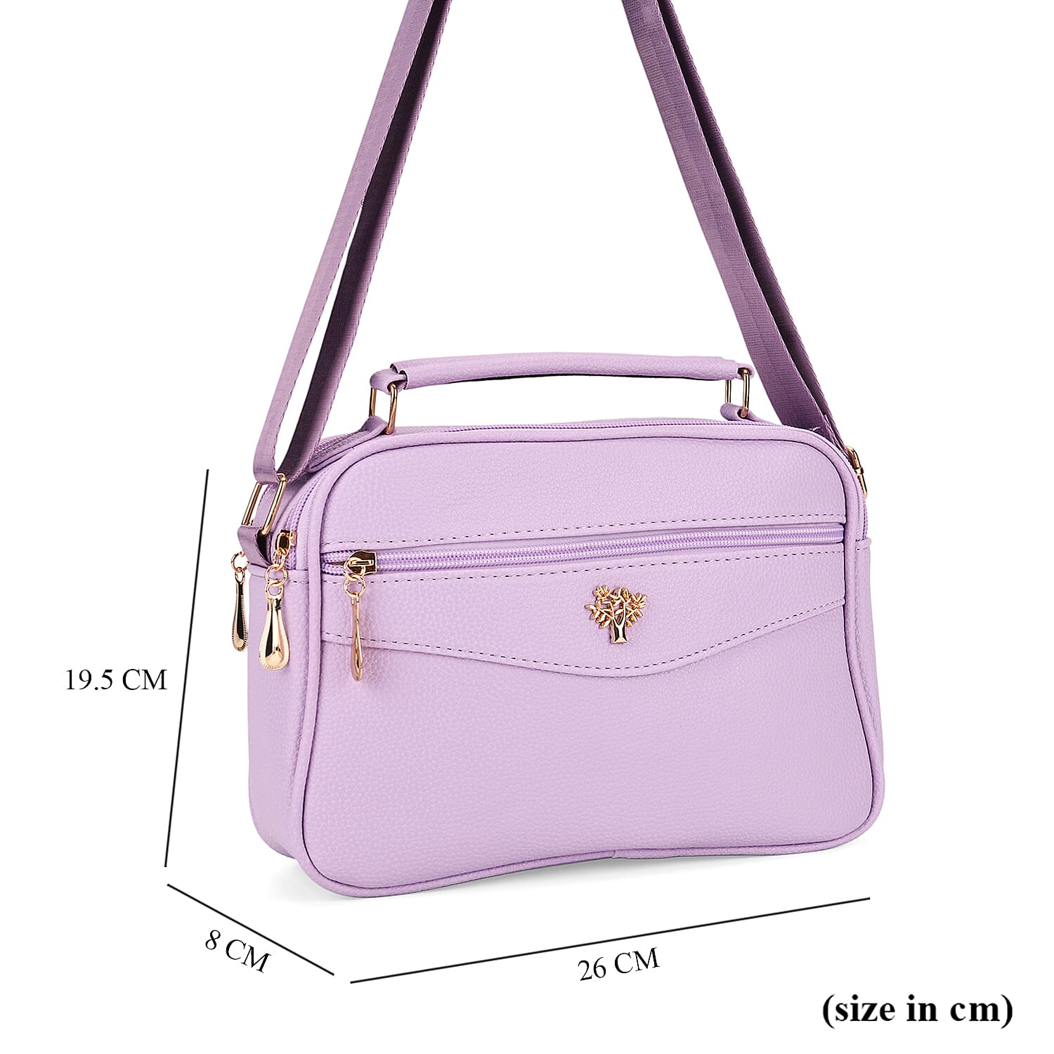 Boxy Shape Crossbody Bag with Top Handle - Purple