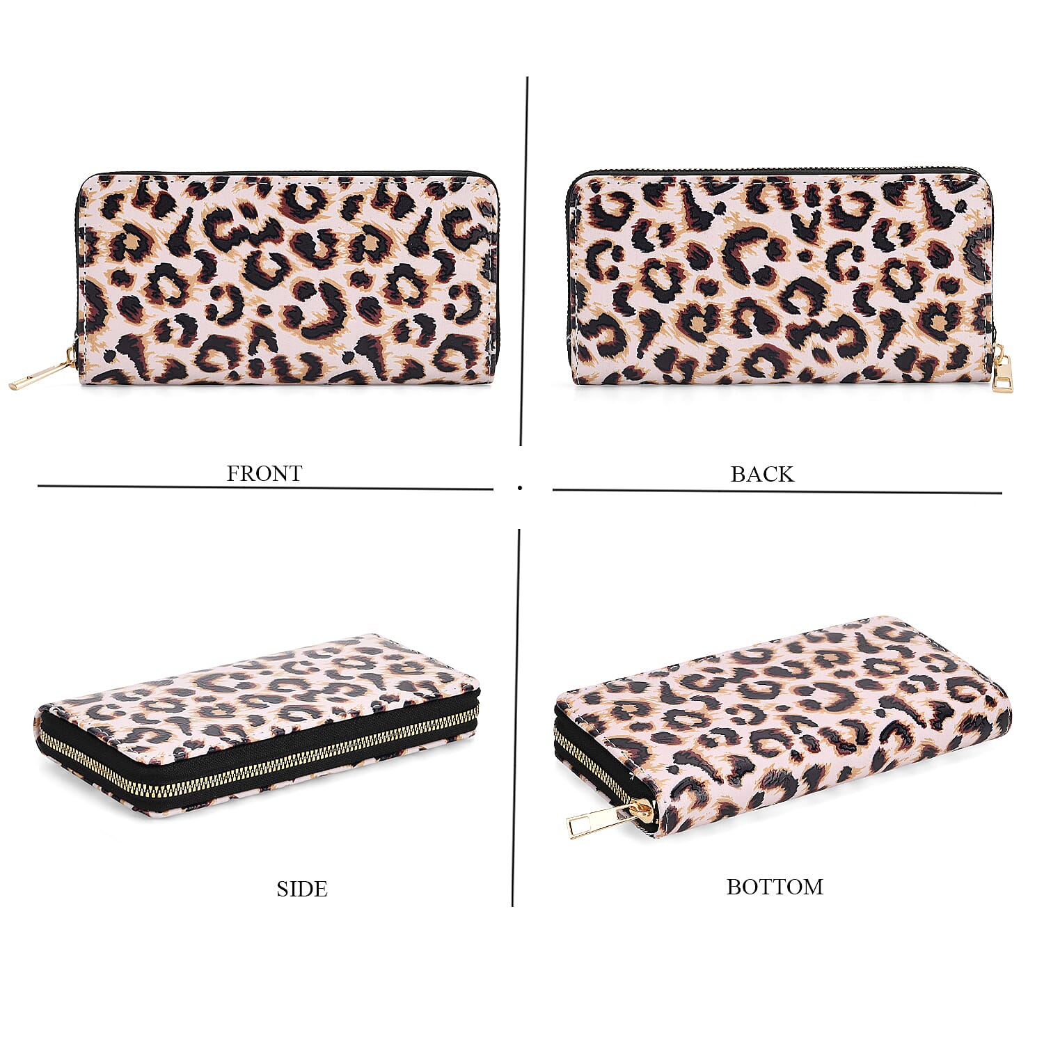 Set of 2- Leopard Print Zip-Around Wallet & Clutch Set of 2- Leopard Print Zip-Around Wallet & Clutch