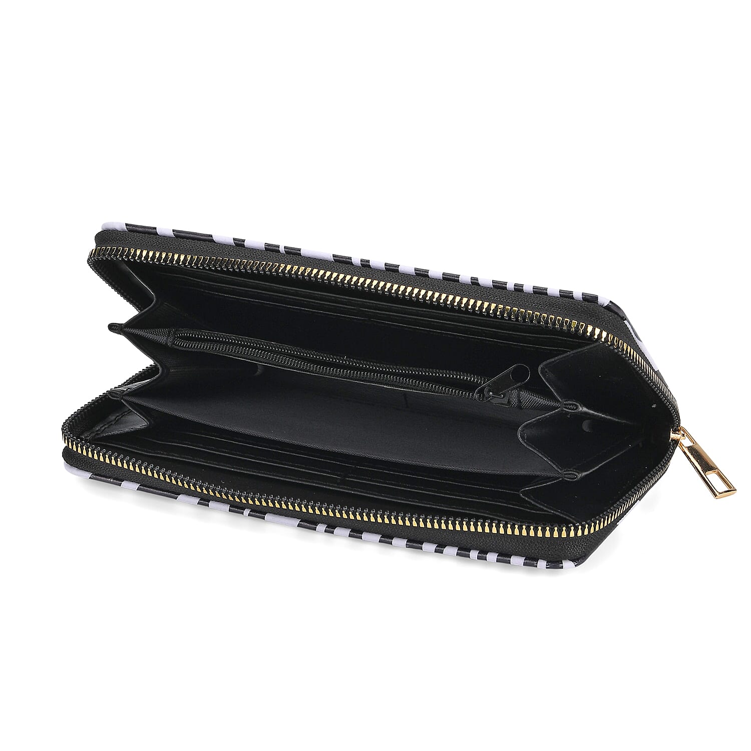 Set of 2- Zebra Print Zip-Around Wallet & Clutch - Black & White Set of 2- Zebra Print Zip-Around Wallet & Clutch - Black & White