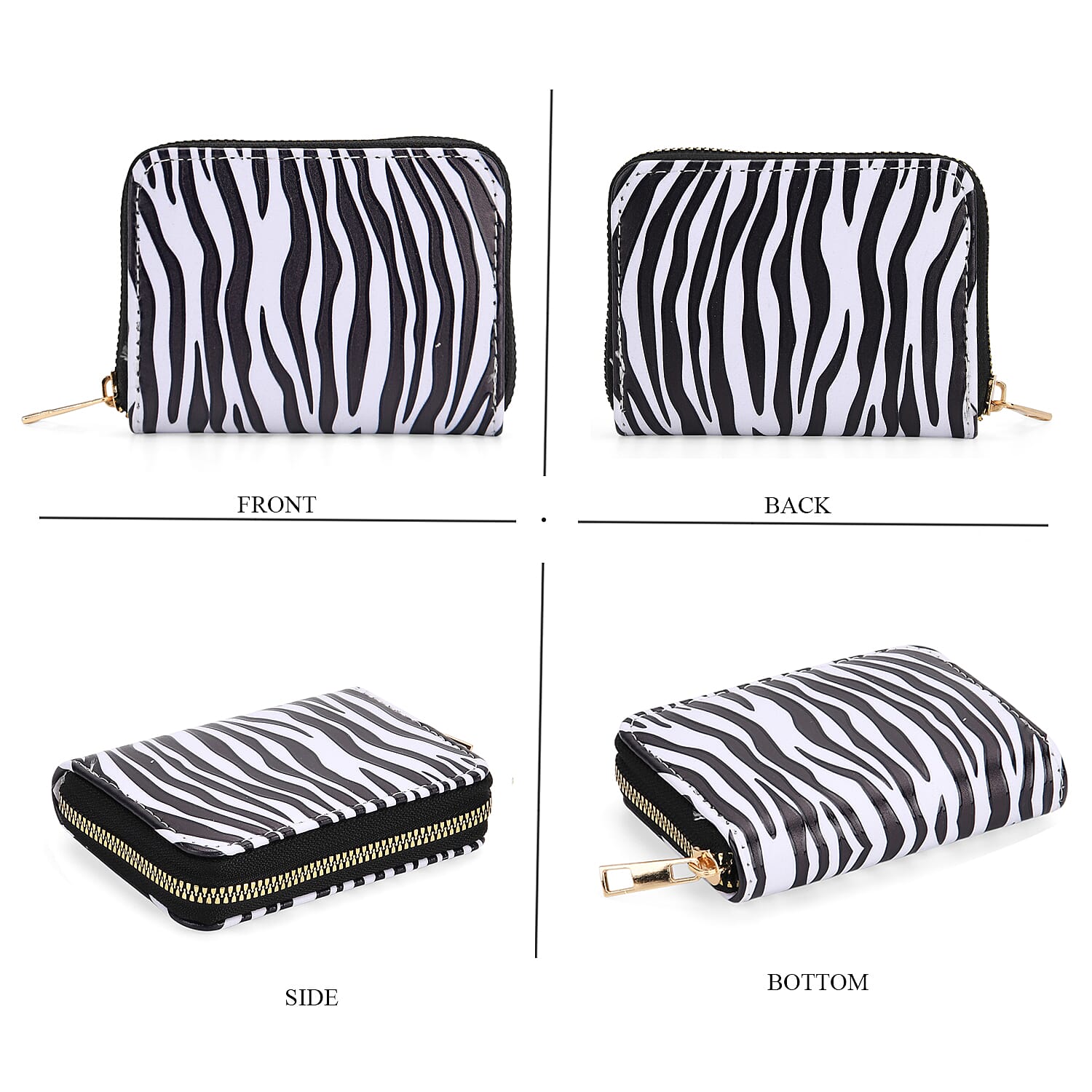 Set of 2- Zebra Print Zip-Around Wallet & Clutch - Black & White Set of 2- Zebra Print Zip-Around Wallet & Clutch - Black & White