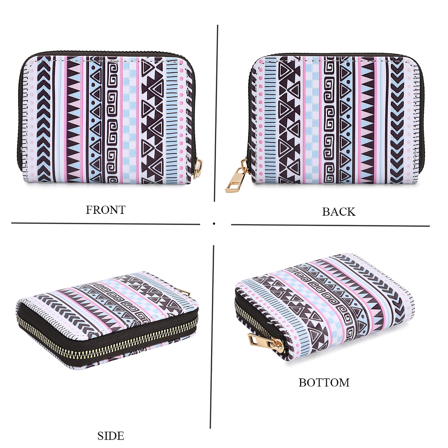 Set of 2- Geometric Print Zip-Around Wallet & Purse