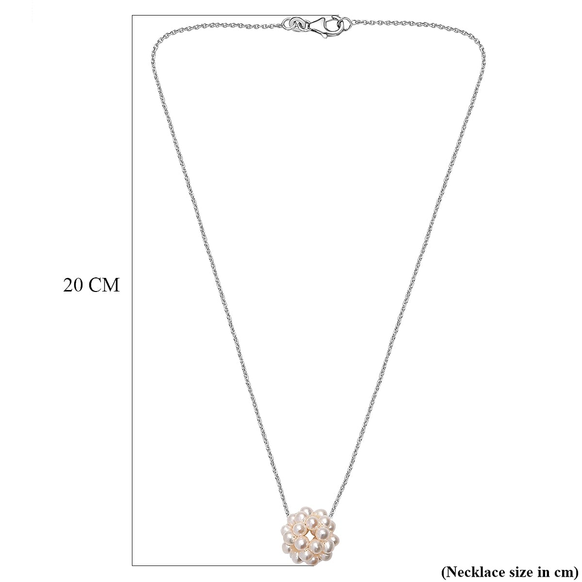 Fresh Water Pearl Pendant with Chain (Size - 20) in Rhodium Overlay Sterling Silver Fresh Water Pearl Pendant with Chain (Size - 20) in Rhodium Overlay Sterling Silver