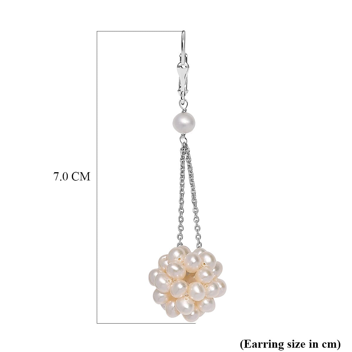 Fresh Water Pearl Earring with Lever Back in Rhodium Overlay Sterling Silver Fresh Water Pearl Earring with Lever Back in Rhodium Overlay Sterling Silver