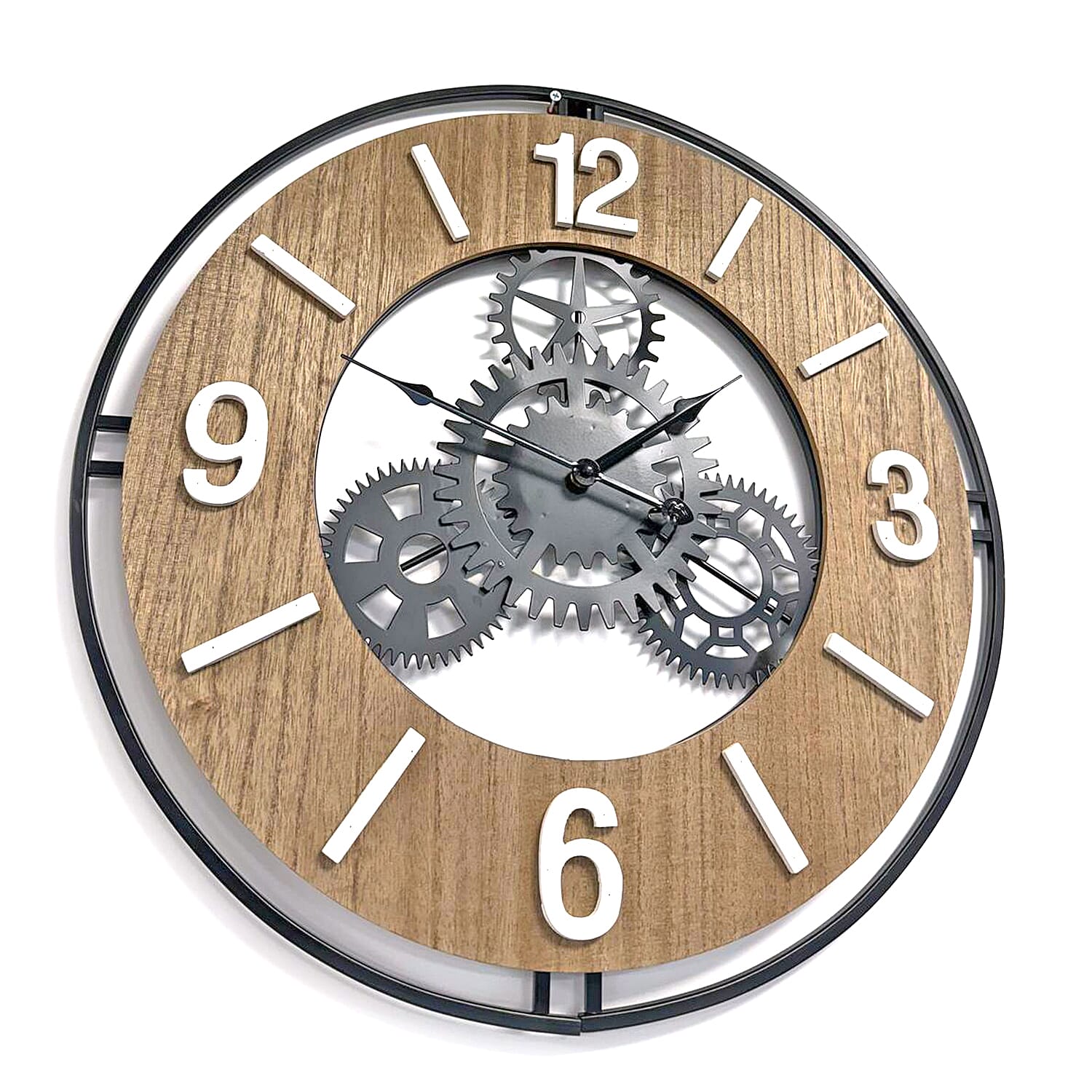 Designer Big Wall Clock (Size 53cm) - Brown - White Designer Big Wall Clock (Size 53cm) - Brown - White