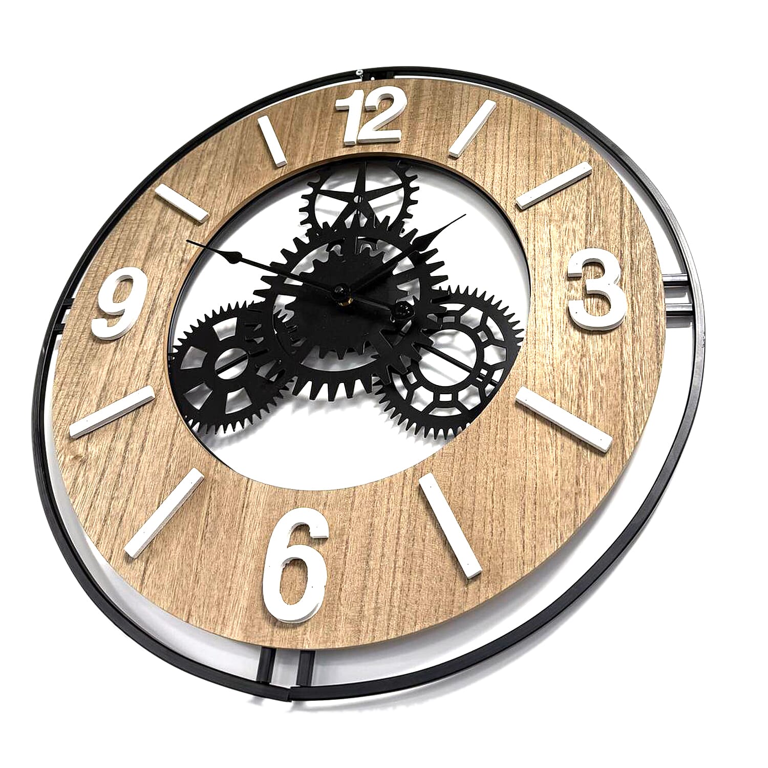 Designer Big Wall Clock (Size 53cm) - Brown - White Designer Big Wall Clock (Size 53cm) - Brown - White