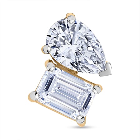 THE TOI ET MOI LUXURIANT 1 Ct. Pear and Emerald Cut Lab Grown Diamond Pendant in 9K Yellow Gold, SGL Certified (VS/E-F)