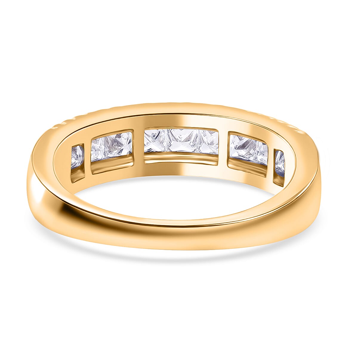 Luxuriant Square Cut Lab Grown Diamond (VS-D) Band Ring in Vermeil Yellow Gold Plated Sterling Silver