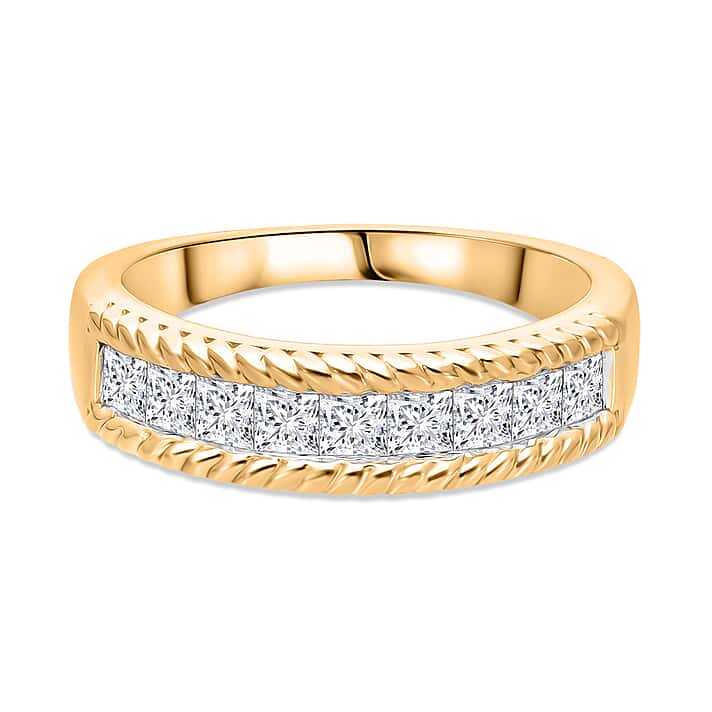LUXURIANT 1 Ct. Lab Grown Diamond Band Ring in Vermeil Yellow Gold Over Sterling Silver