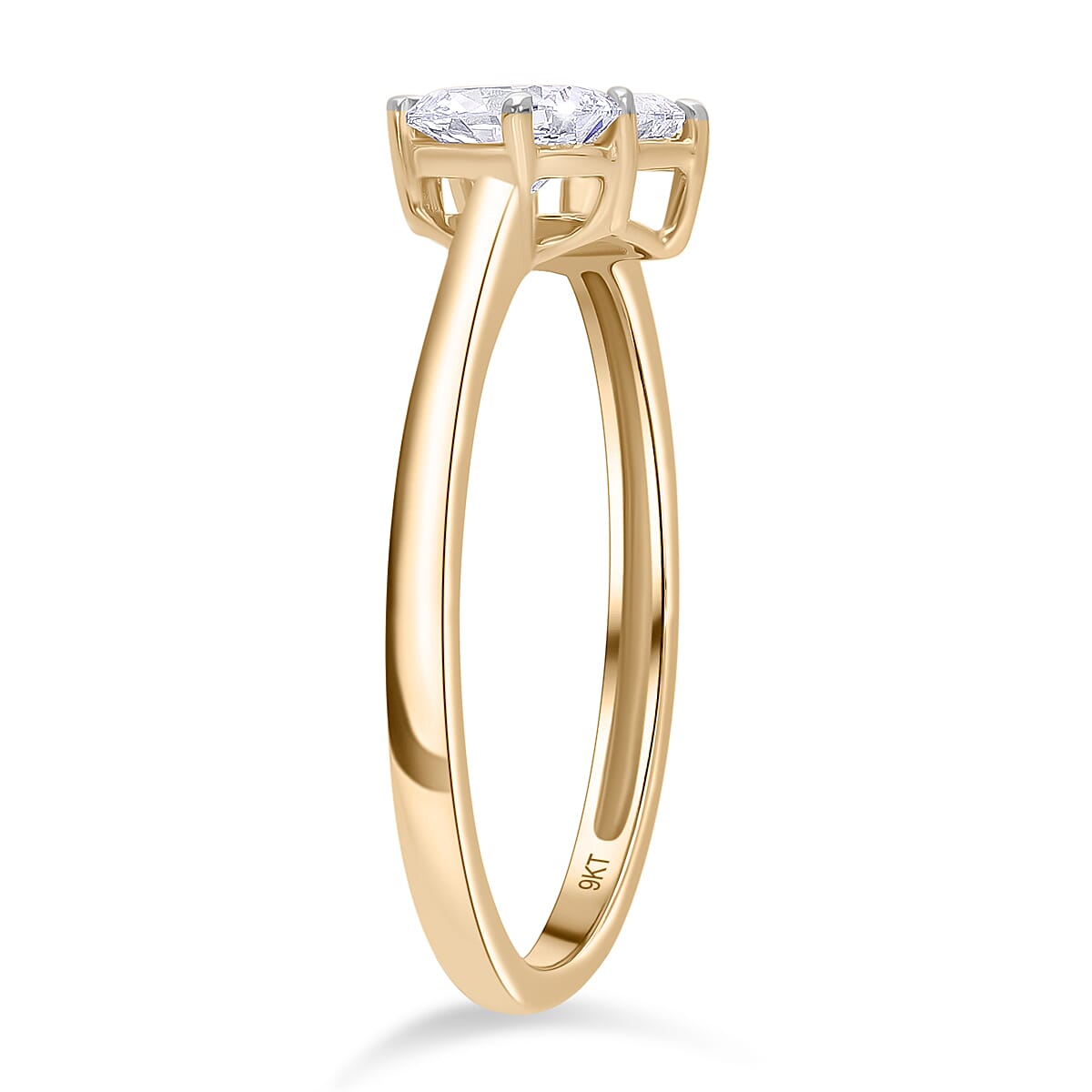 Luxuriant 9K Yellow Gold SGL Certified Pear & Emerald Cut Lab Grown Diamond (VS-EF) Ring 1.00 Ct.