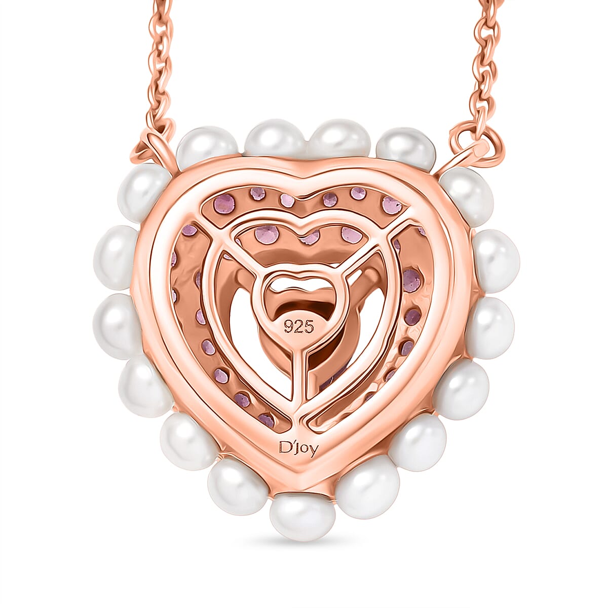 African Ruby, Rhodolite Garnet, Pearl Cluster Necklace (Size - 20) in 18K RG VermeilSterling Silver, Silver Wt.5.5 Gms  5.232  Ct.