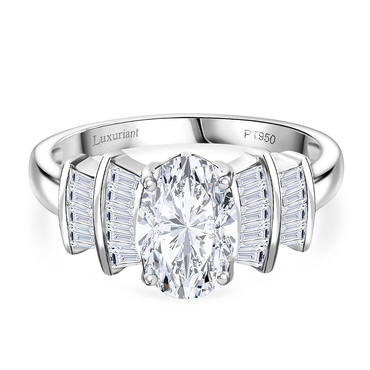 LUXURIANT 1.86 Ct Lab Grown Diamond Ballerina Ring in 950 Platinum IGI Certified