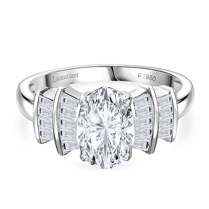LUXURIANT 1.86 Ct Lab Grown Diamond Ballerina Ring in 950 Platinum IGI Certified