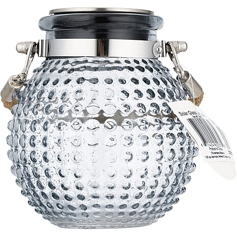 Solar Powered LED Hanging Glass Jar Lantern - Round