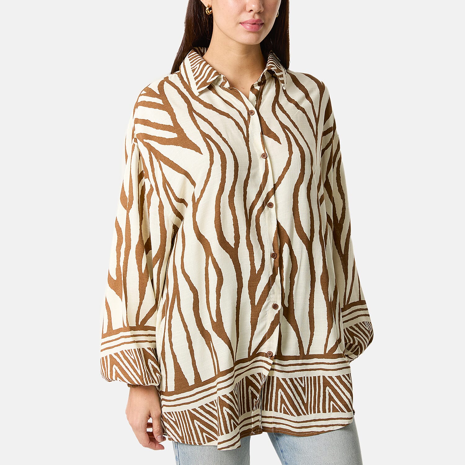 Statement Zebra Print Button-Down Top