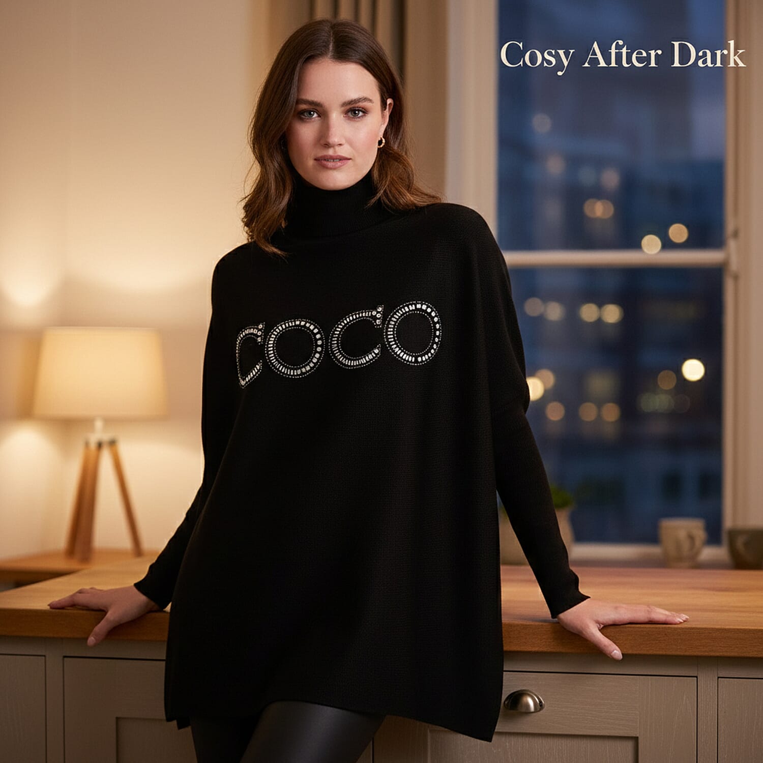 QED High Neck Coco Jumper (Size 10-22) - Black
