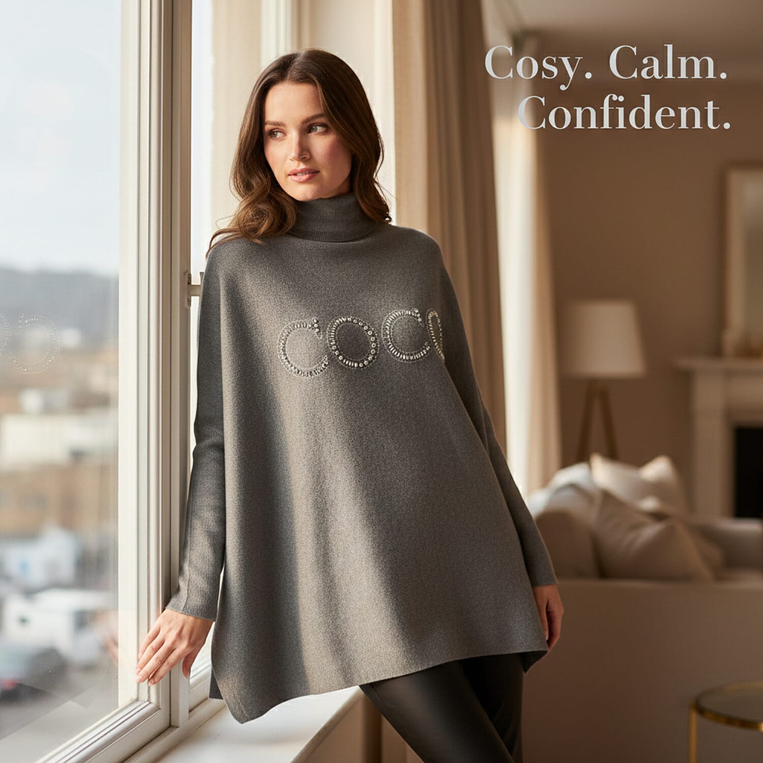 QED High Neck Coco Jumper (Size 10-22) - Grey