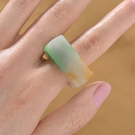 Spirit of Spring - Premium Enhanced Multi Color Jadeite Ring 60.00 Ct.