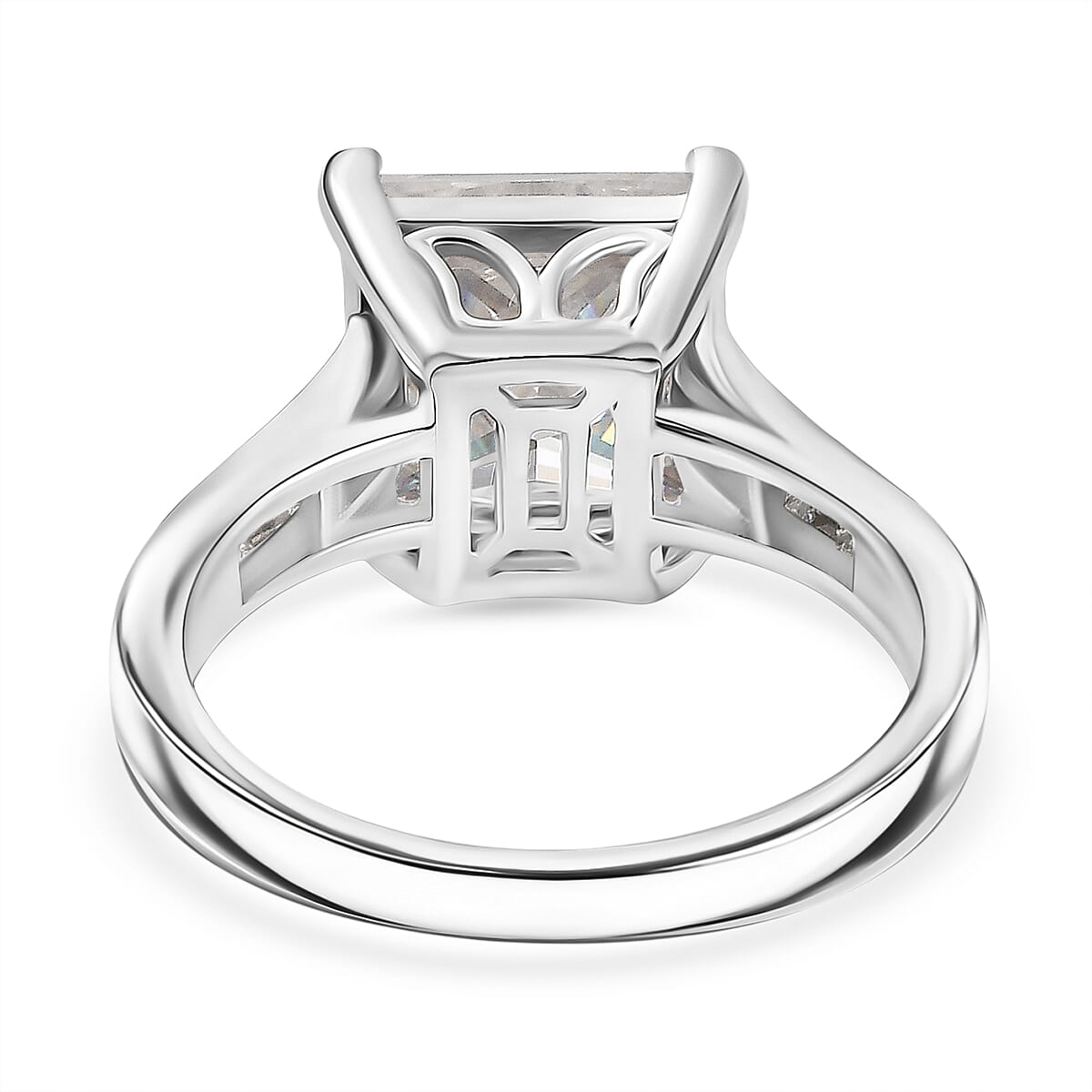 The Moissanite Princess - Moissanite Solitaire Ring in Rhodium Overlay Sterling Silver 4.39 Ct. The Moissanite Princess - Moissanite Solitaire Ring in Rhodium Overlay Sterling Silver 4.39 Ct.