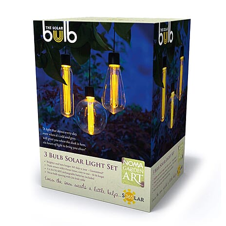 NEW - Energy-Saving NOMA Solar String Lights with 3 Clear Bulbs