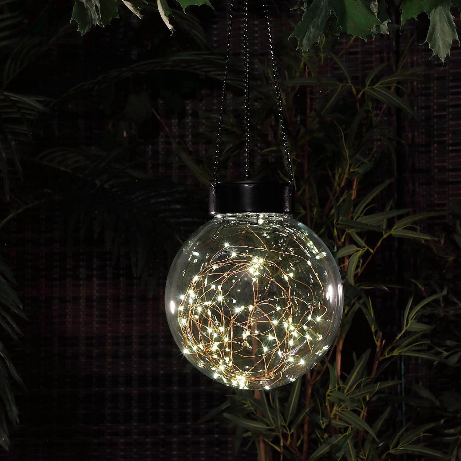 Elegant Hanging Clear Glass Ball with Black Accent