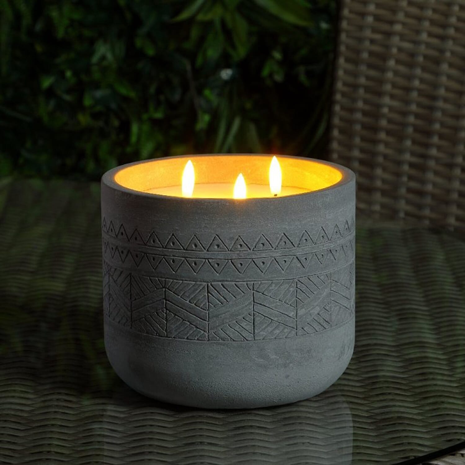 NOMA Battery Operated Concrete Aztec Wax Candle - (17cm) White