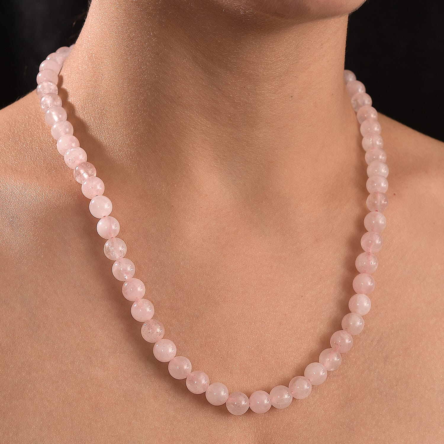 Rose Quartz Necklace (Size - 20) with Lobster Clasp 230.00 Ct.