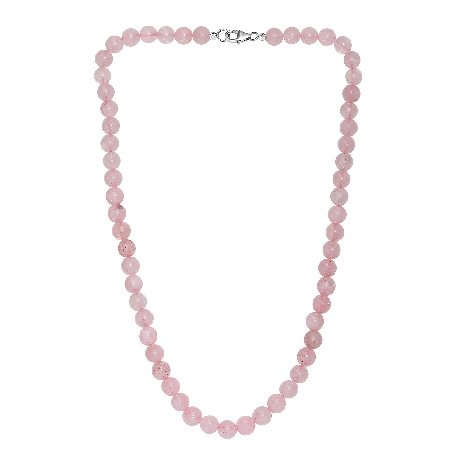Rose Quartz Necklace (Size - 20) with Lobster Clasp 230.00 Ct.