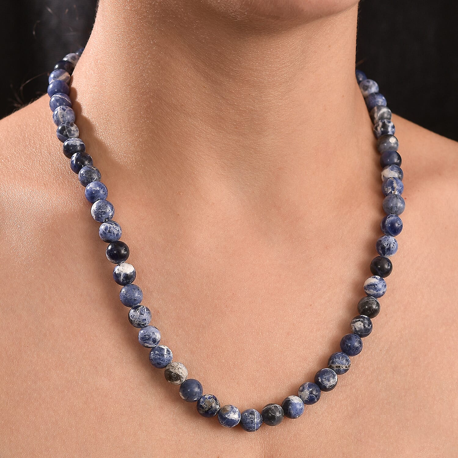 Sodalite Necklace (Size - 20) with Lobster Clasp 230.00 Ct.