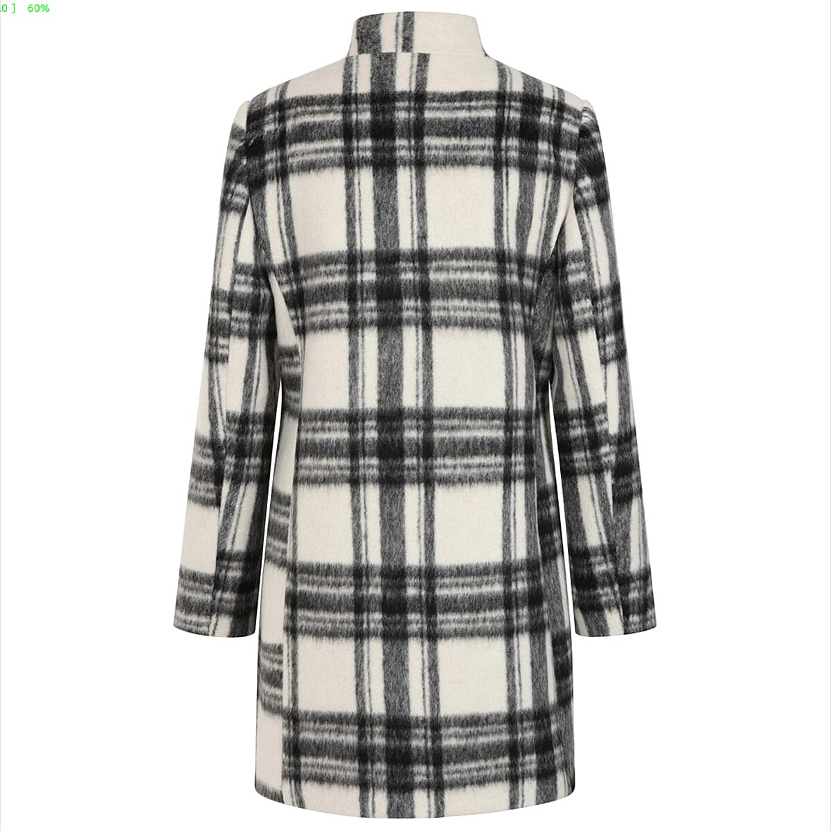 Emreco Check Funnel Neck Coat (Size 14) - Black & White