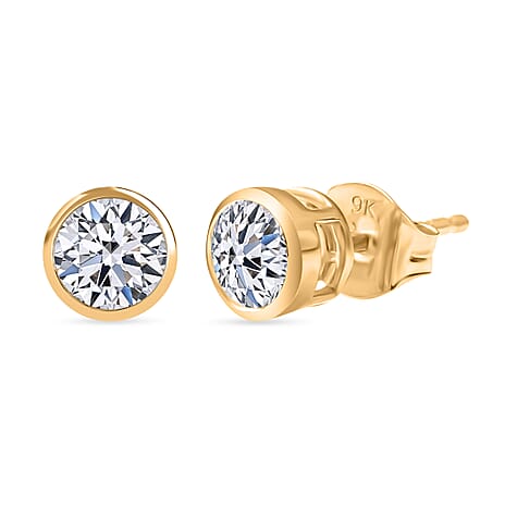 Designer Inspired Luxuriant 9K Yellow Gold SGL Certified Lab Grown Diamond (SI-GH)Stud Earring with Push Back 1.00 Ct.