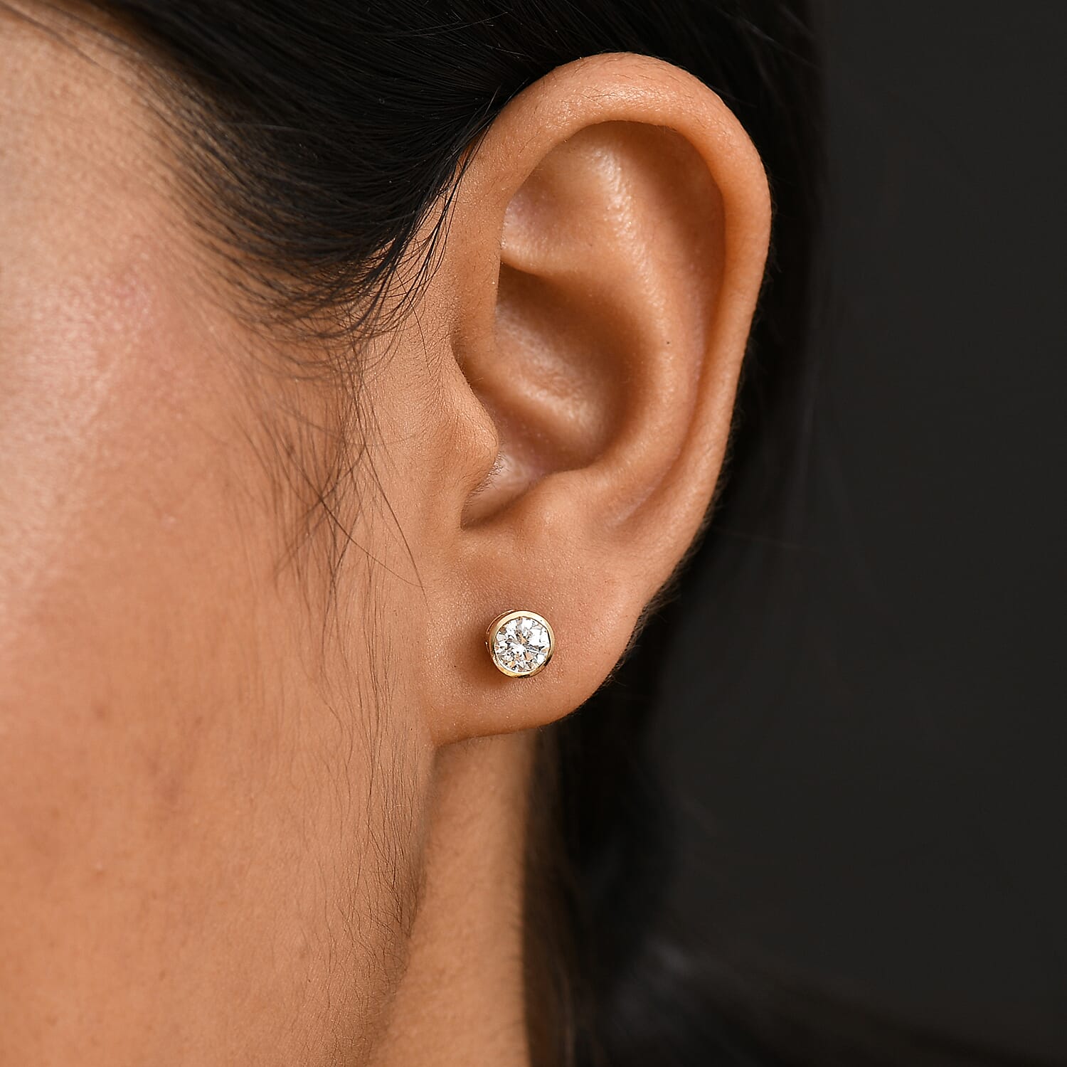 Designer Inspired Luxuriant 9K Yellow Gold SGL Certified Lab Grown Diamond (SI-GH)Stud Earring with Push Back 1.00 Ct.