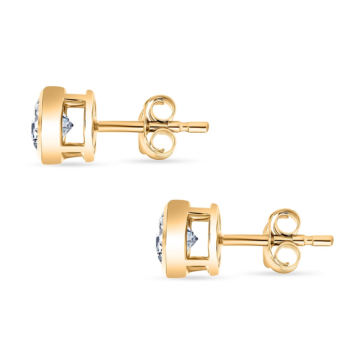 Designer Inspired Luxuriant 9K Yellow Gold SGL Certified Lab Grown Diamond (SI-GH)Stud Earring with Push Back 1.00 Ct.