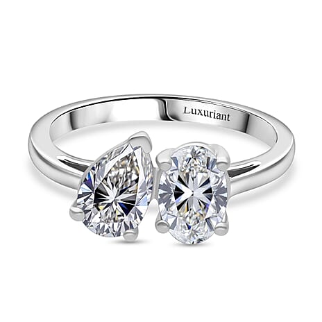 Designer Inspired - Luxuriant Diamond 950 Platinum IGI Certified Pear & Oval Cut Lab Grown Diamond Ring 2.04 Ct, Platinum wt. 4.20 Gms.