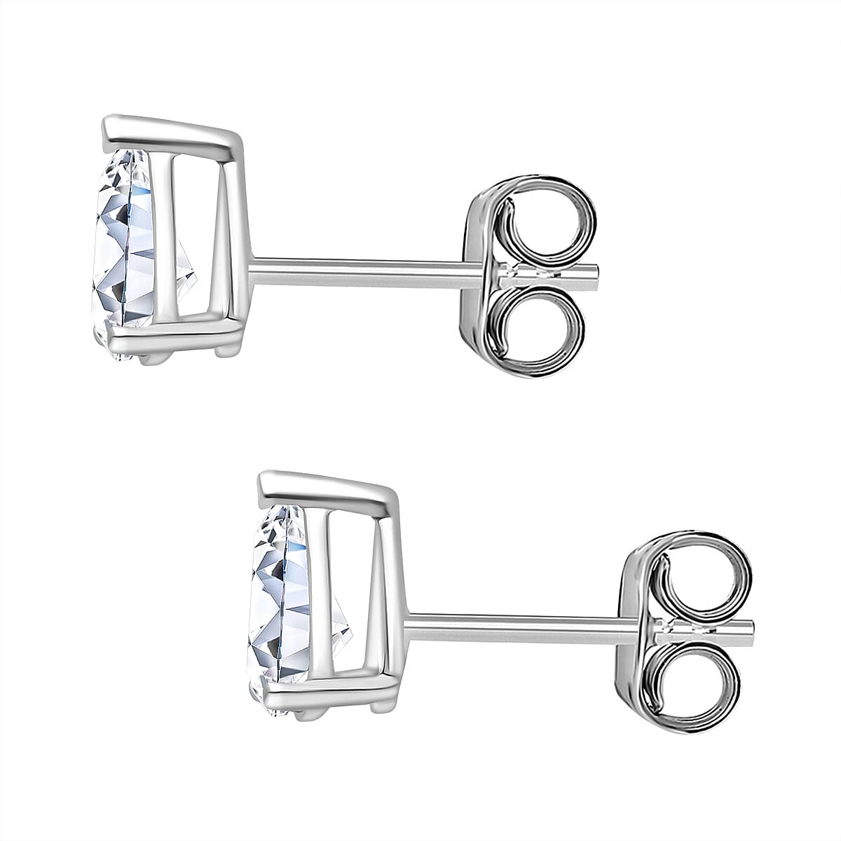 Luxuriant Diamond 14K White Gold SGL Certified (VS-E-F) Pear Cut Lab Grown Diamond Stud Push Back Earrings 1.00 Ct.