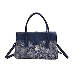 Ocean Pattern Crossbody Bag with Detachable Shoulder Strap - Navy