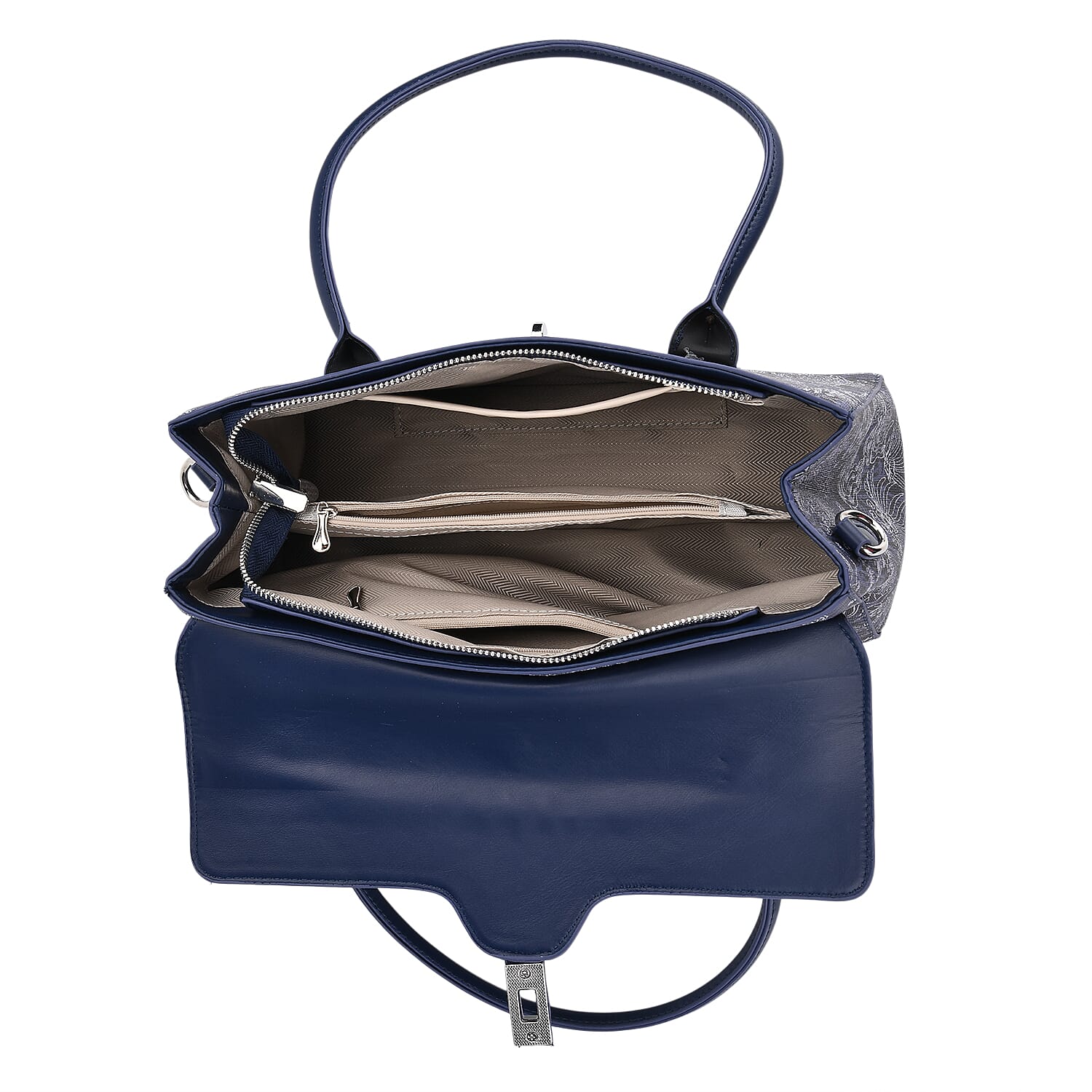 Ocean Pattern Crossbody Bag with Detachable Shoulder Strap - Navy