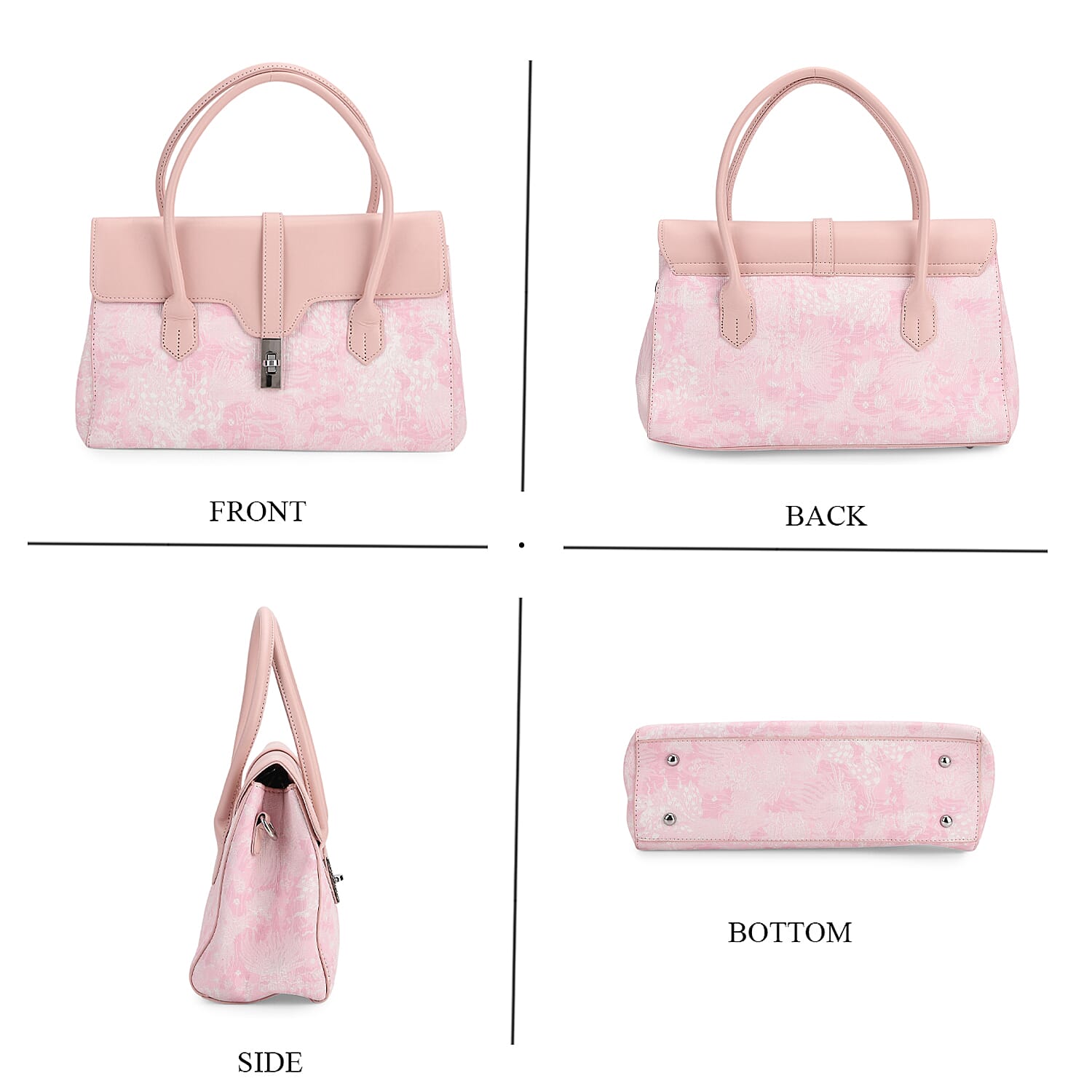 Ocean Pattern Crossbody Bag with Detachable Shoulder Strap - Pink